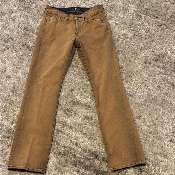 For All Mankind Jeans Mens 30 Orange Denim Cotton Blend Slimmy Pocket Made USA - Picture 1 of 5